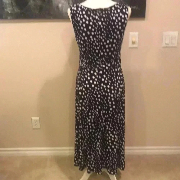 JESSICA HOWARD CLASSIC FLATTERING SLEEVELESS POLKA-DOT Navy MIDI DRESS SIZE 8 - Picture 3 of 7